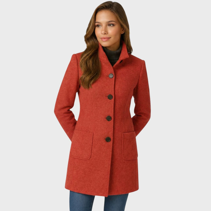 Stand Collar Wool Blend Coat — wool coat for women in purple
