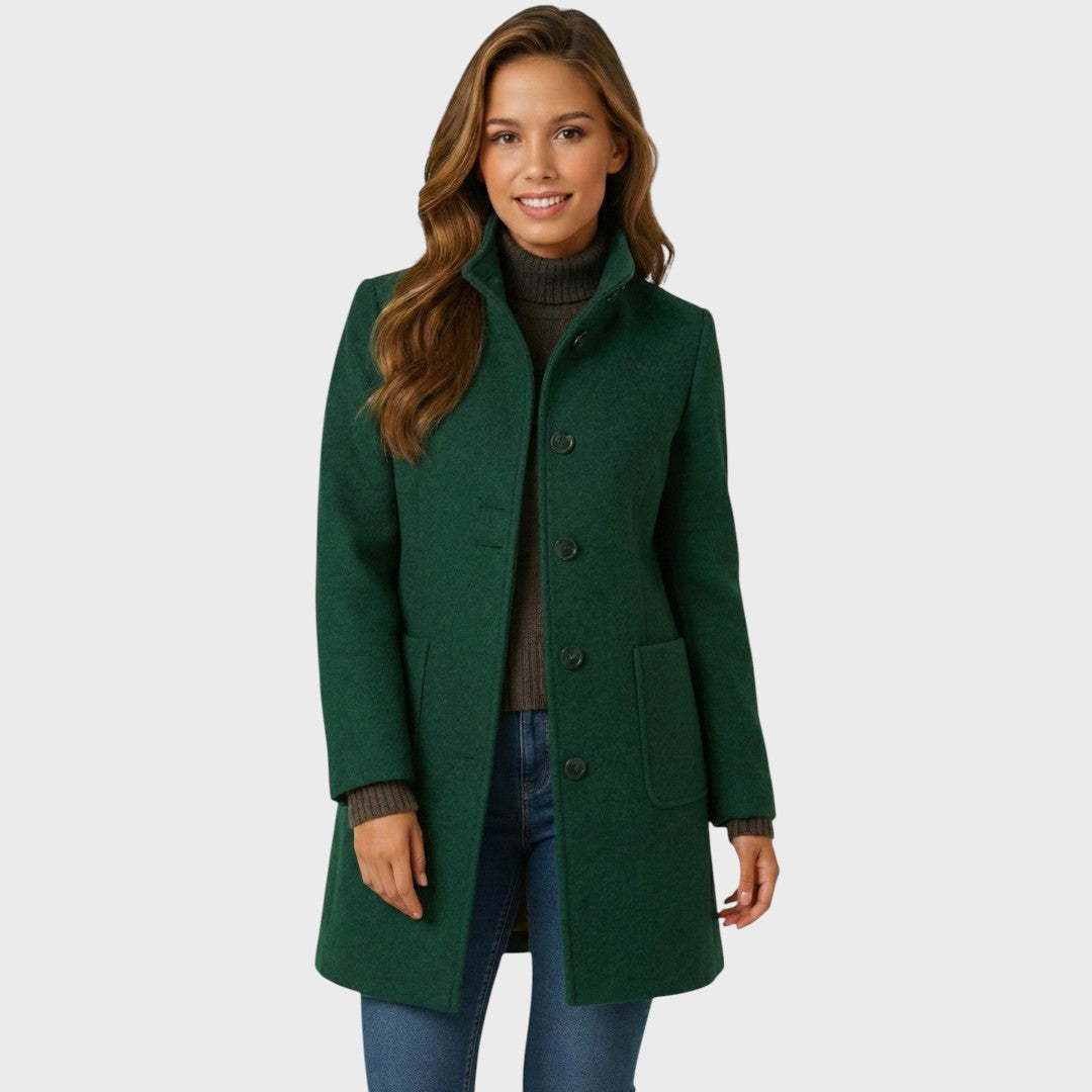 Stand Collar Wool Blend Coat — wool coat for women in grey