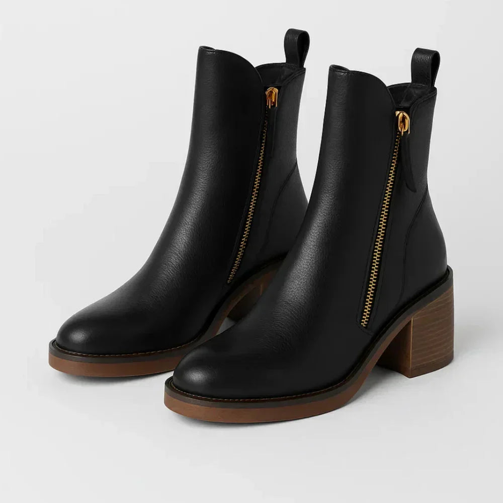 Ophelie | Leather Ankle Boots for Women - front view