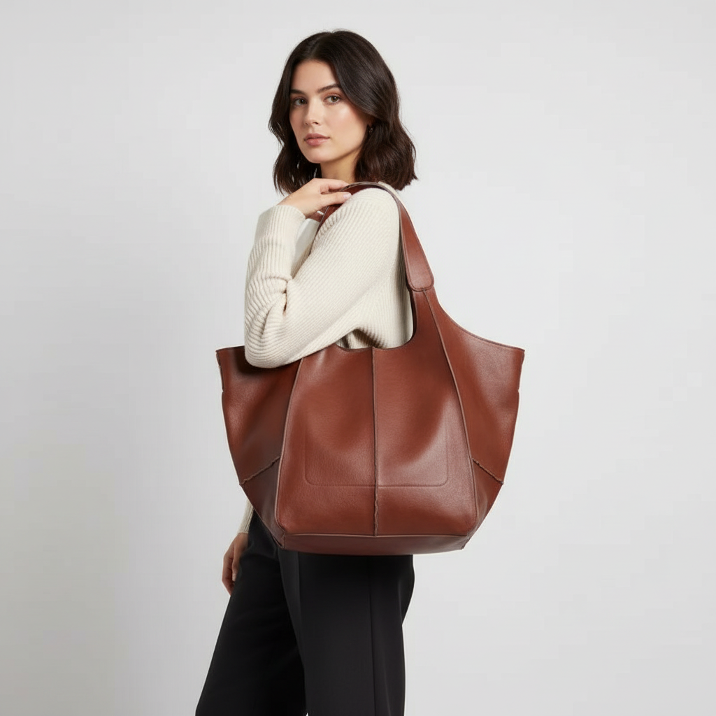 Florine | Large Leather Tote Bag for Women - front view