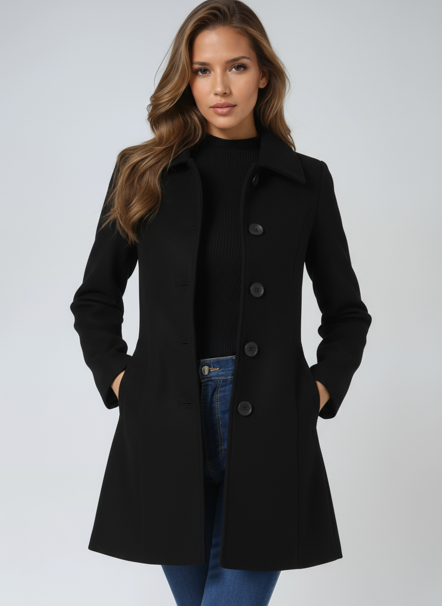 Clotilde Single Breasted Winter Trench Coat Belted for Women, view 2