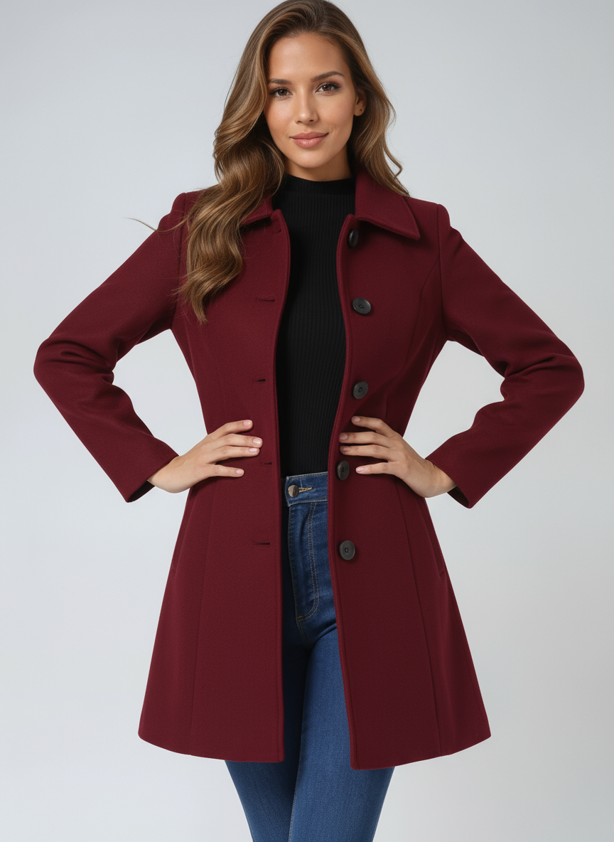 Clotilde Single Breasted Winter Trench Coat Belted for Women, view 7