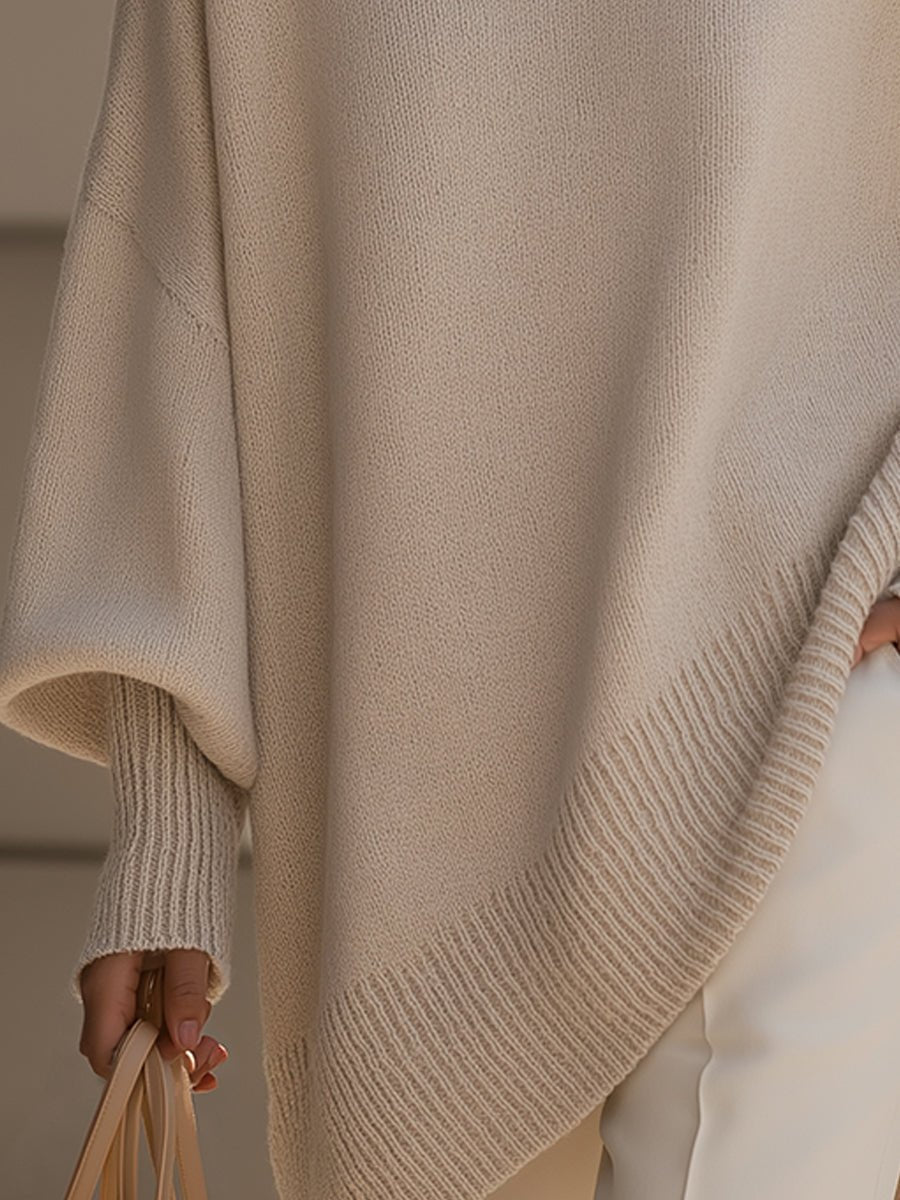 Bernadette Draped Oversized Knit Sweater Crew Neck for Women, view 9