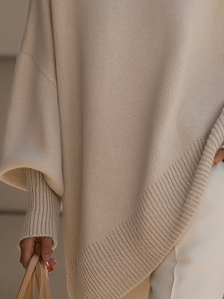 Bernadette Draped Oversized Knit Sweater Crew Neck for Women, view 9