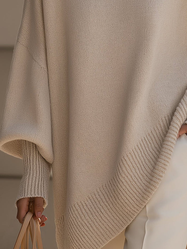 Bernadette Draped Oversized Knit Sweater Crew Neck for Women, view 9