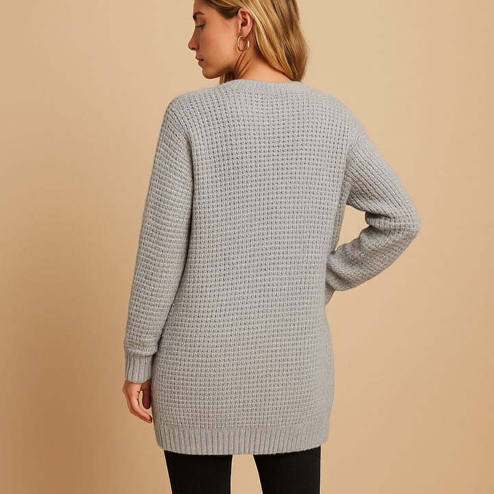 Blanche Waffle Knit Long Cardigan Open Front for Women, view 4