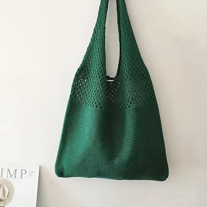 Bethanie | Mesh Knit Shoulder Tote Bag for Women - styling view