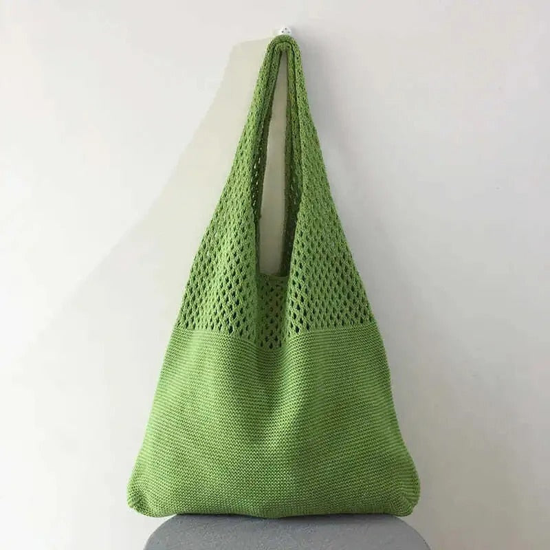 Bethanie | Mesh Knit Shoulder Tote Bag for Women - strap detail