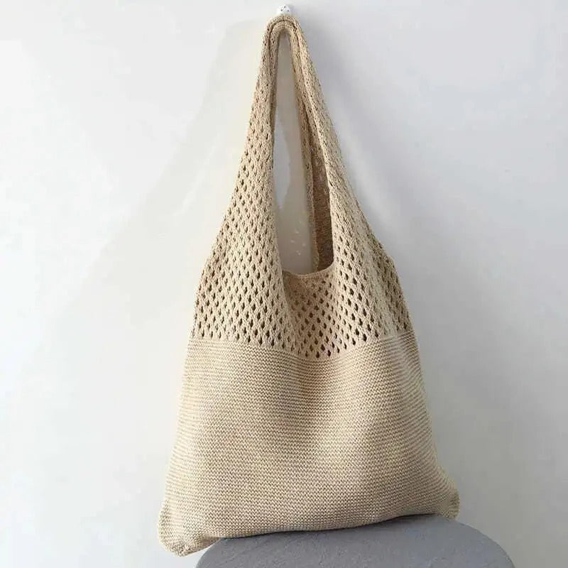Bethanie | Mesh Knit Shoulder Tote Bag for Women - front view