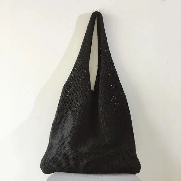 Bethanie | Mesh Knit Shoulder Tote Bag for Women - angled view