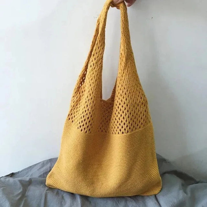 Bethanie | Mesh Knit Shoulder Tote Bag for Women - back view