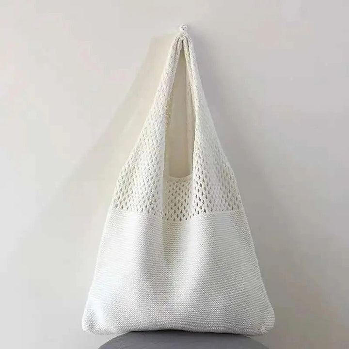 Bethanie | Mesh Knit Shoulder Tote Bag for Women - worn view