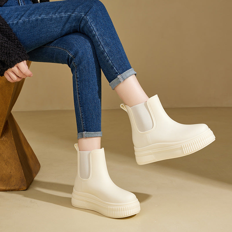 Platform Waterproof Rain Boots — rain boots for women in green