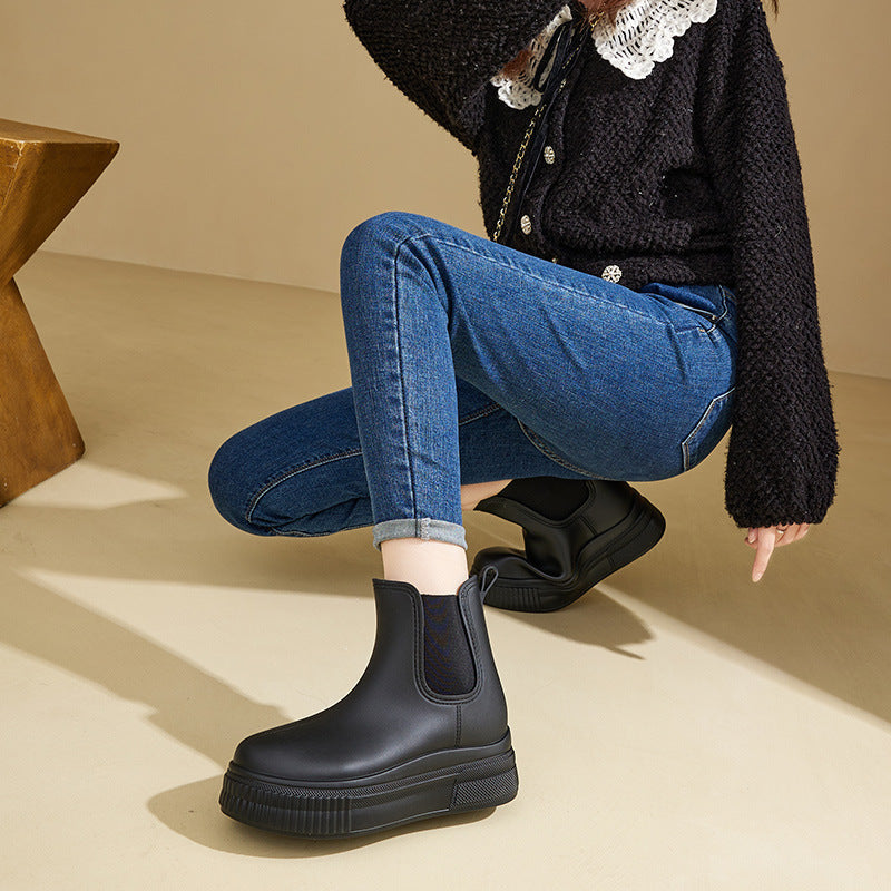 Platform Waterproof Rain Boots — rain boots for women in white