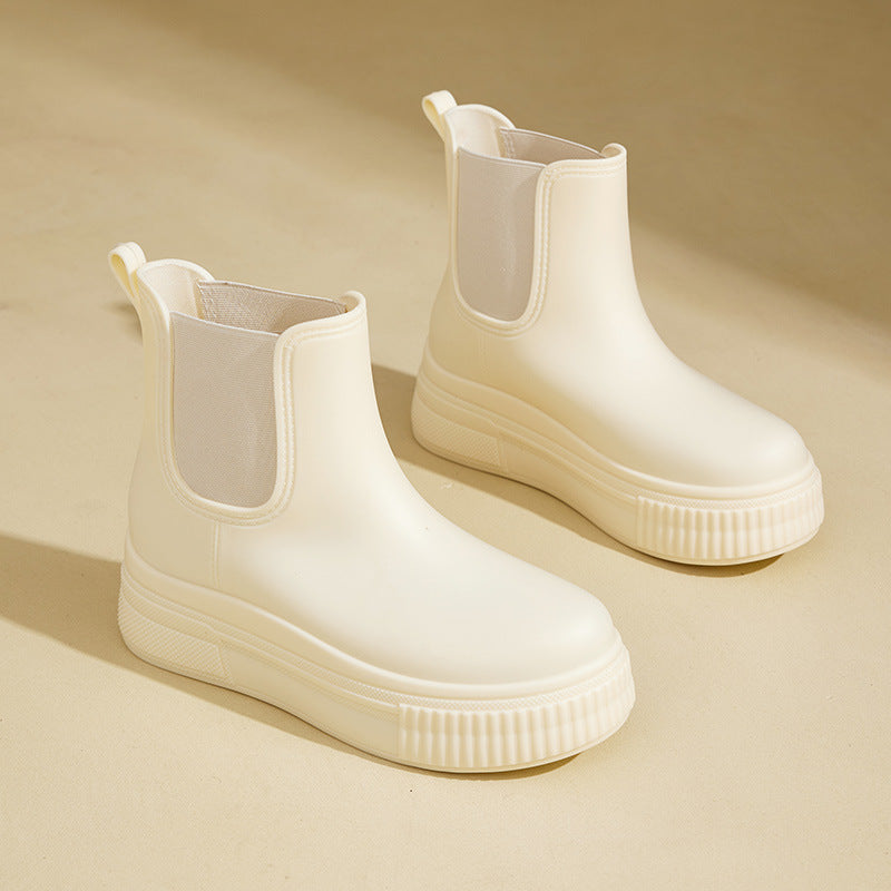 Platform Waterproof Rain Boots — rain boots for women in white