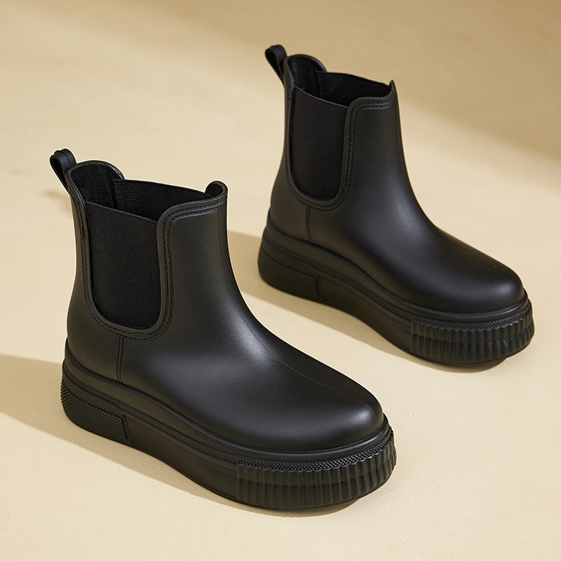Platform Waterproof Rain Boots — rain boots for women in black