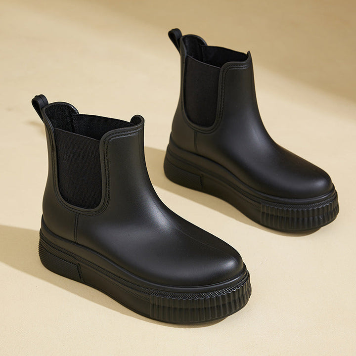 Platform Waterproof Rain Boots — rain boots for women in black