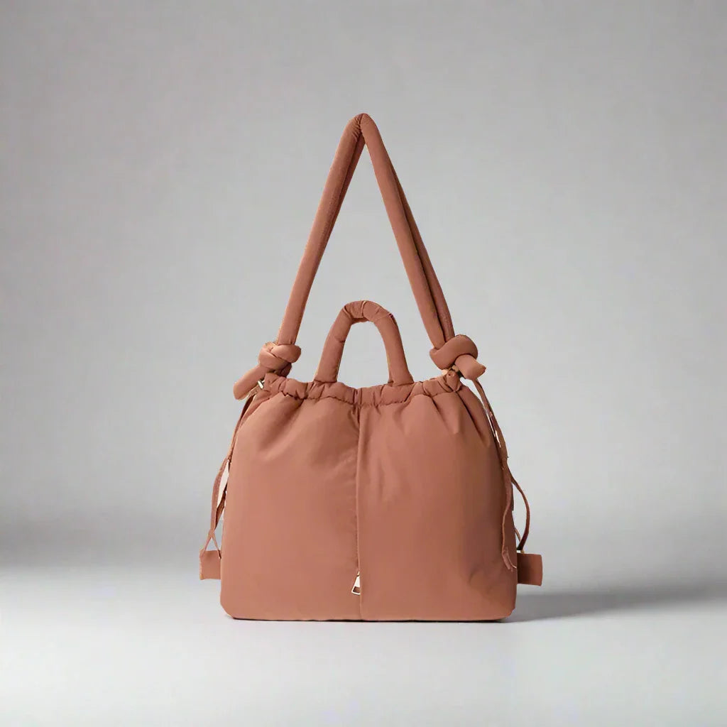 Isaure | Padded Drawstring Tote Bag for Women - front view