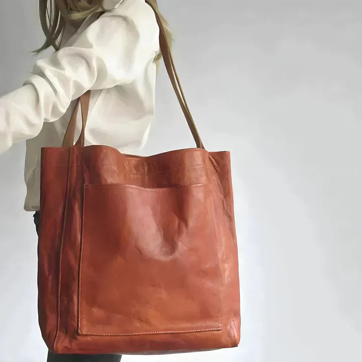 Lorraine | Leather Tote Bag for Women - side view