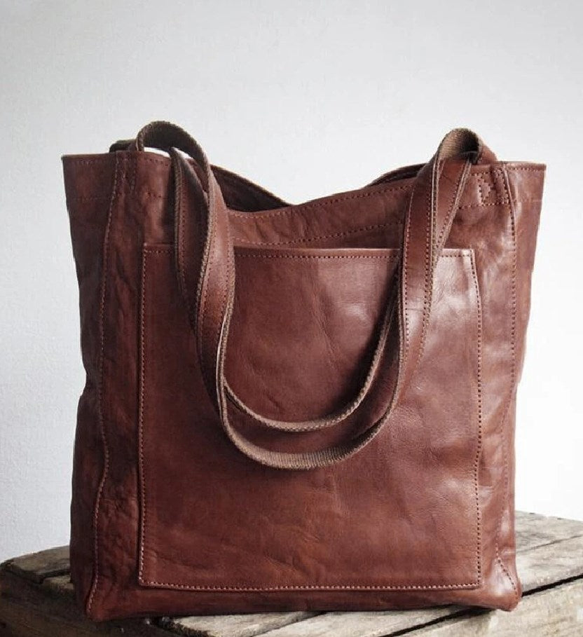 Lorraine | Leather Tote Bag for Women - angled view