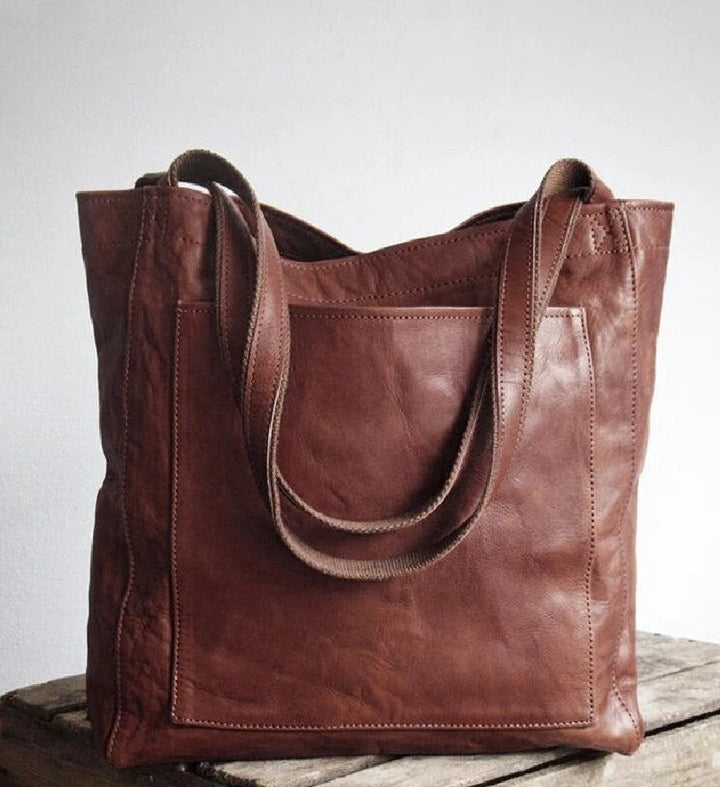 Lorraine | Leather Tote Bag for Women - angled view