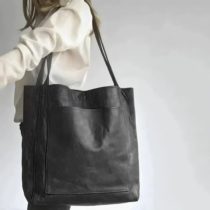 Lorraine | Leather Tote Bag for Women - worn view