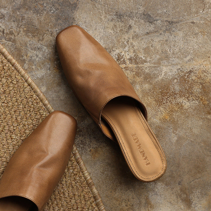 Soft Square Toe Mules — women's mules in warm camel