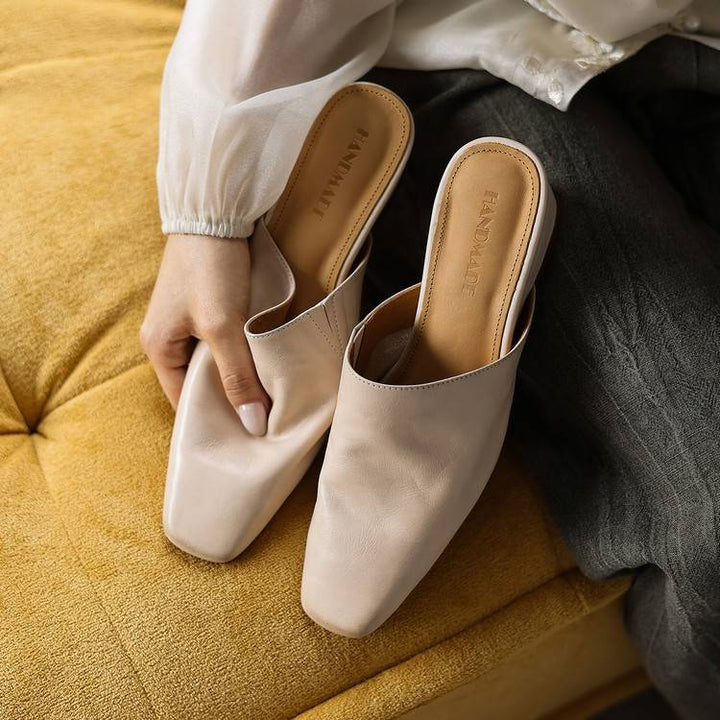 Soft Square Toe Mules — women's mules in warm camel