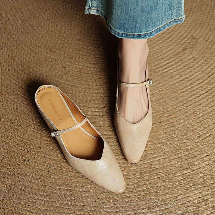 Pointed Leather Mules — women's mules in black