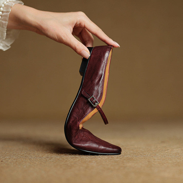 Pointed Leather Mules — women's mules in beige