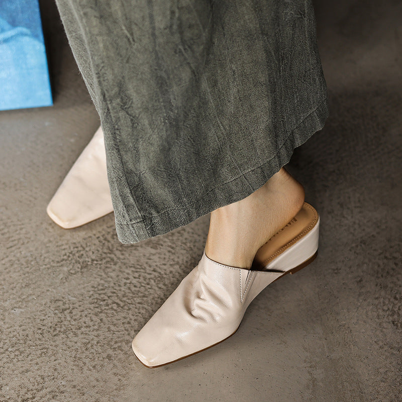 Soft Square Toe Mules — women's mules in warm camel
