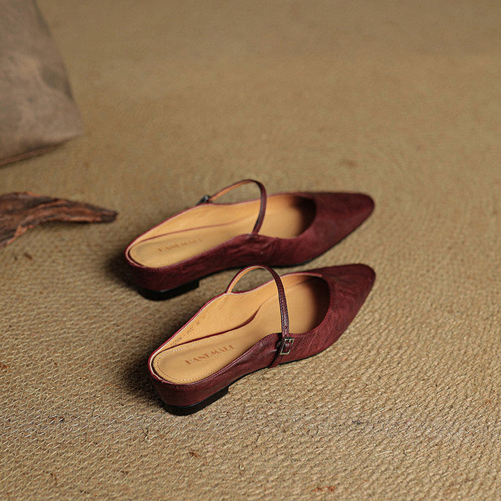 Pointed Leather Mules — women's mules in beige