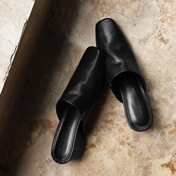 Soft Square Toe Mules — women's mules in warm camel