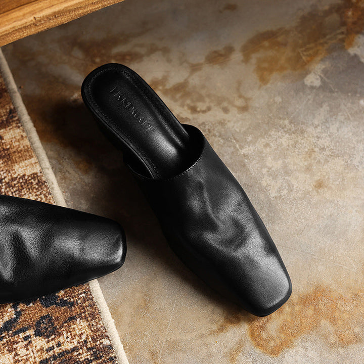 Soft Square Toe Mules — women's mules in warm camel