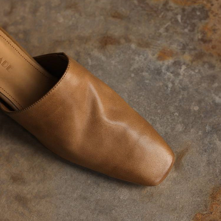 Soft Square Toe Mules — women's mules in warm camel