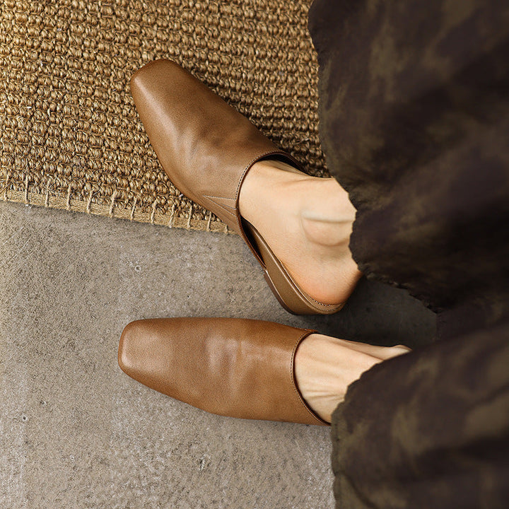 Soft Square Toe Mules — women's mules in warm camel