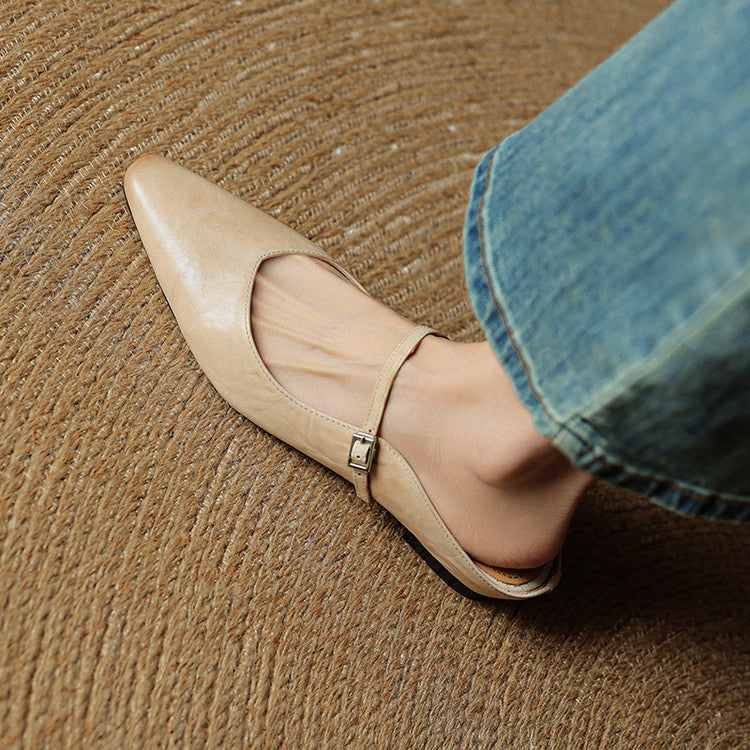 Pointed Leather Mules — women's mules in maroon