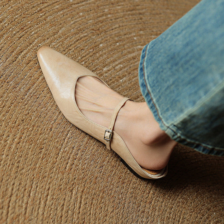 Pointed Leather Mules — women's mules in maroon