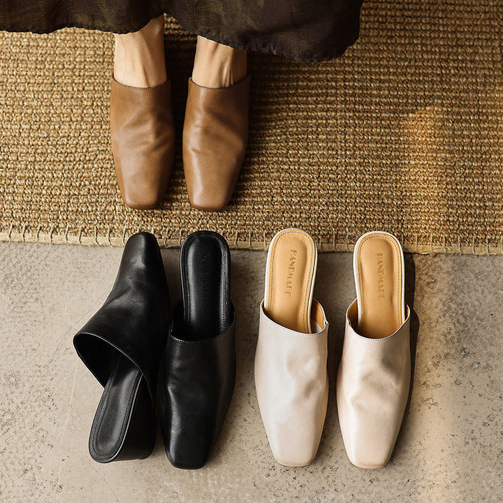 Soft Square Toe Mules — women's mules in warm camel