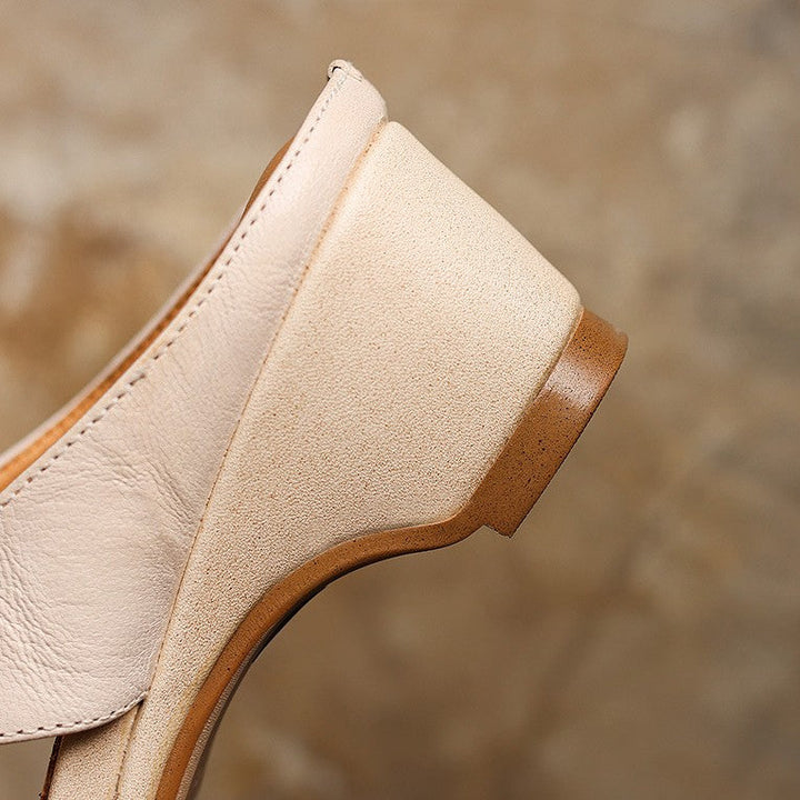 Square Toe Leather Mules — women's mules in soft oat