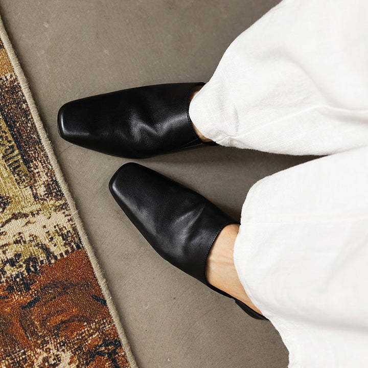 Soft Square Toe Mules — women's mules in warm camel