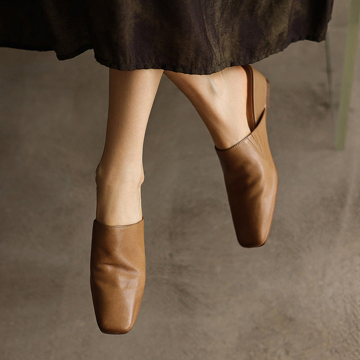Soft Square Toe Mules — women's mules in soft ivory
