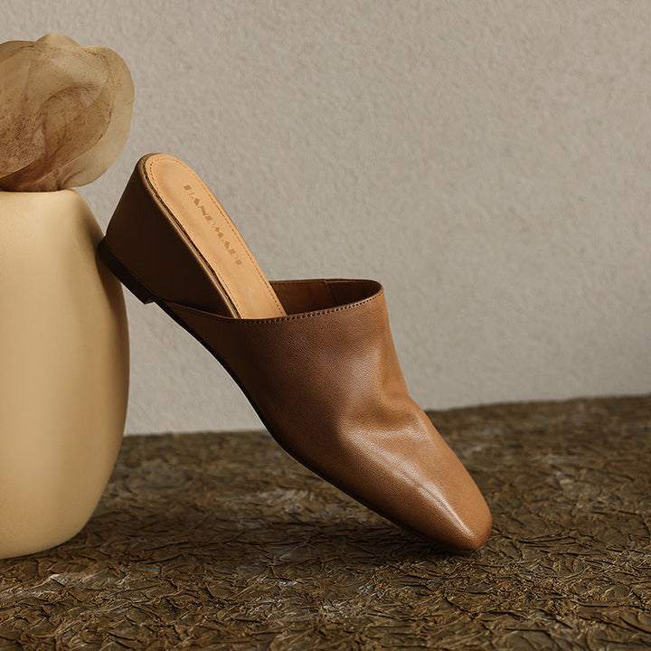 Soft Square Toe Mules — women's mules in warm camel