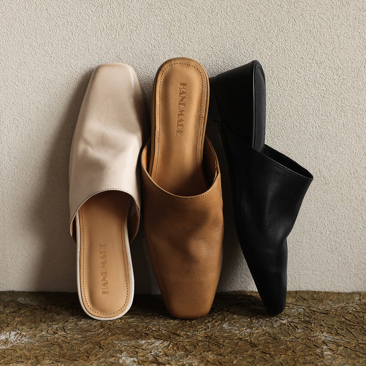 Soft Square Toe Mules — women's mules in warm camel
