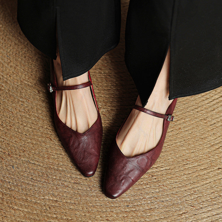 Pointed Leather Mules — women's mules in beige