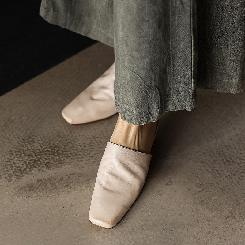 Soft Square Toe Mules — women's mules in warm camel