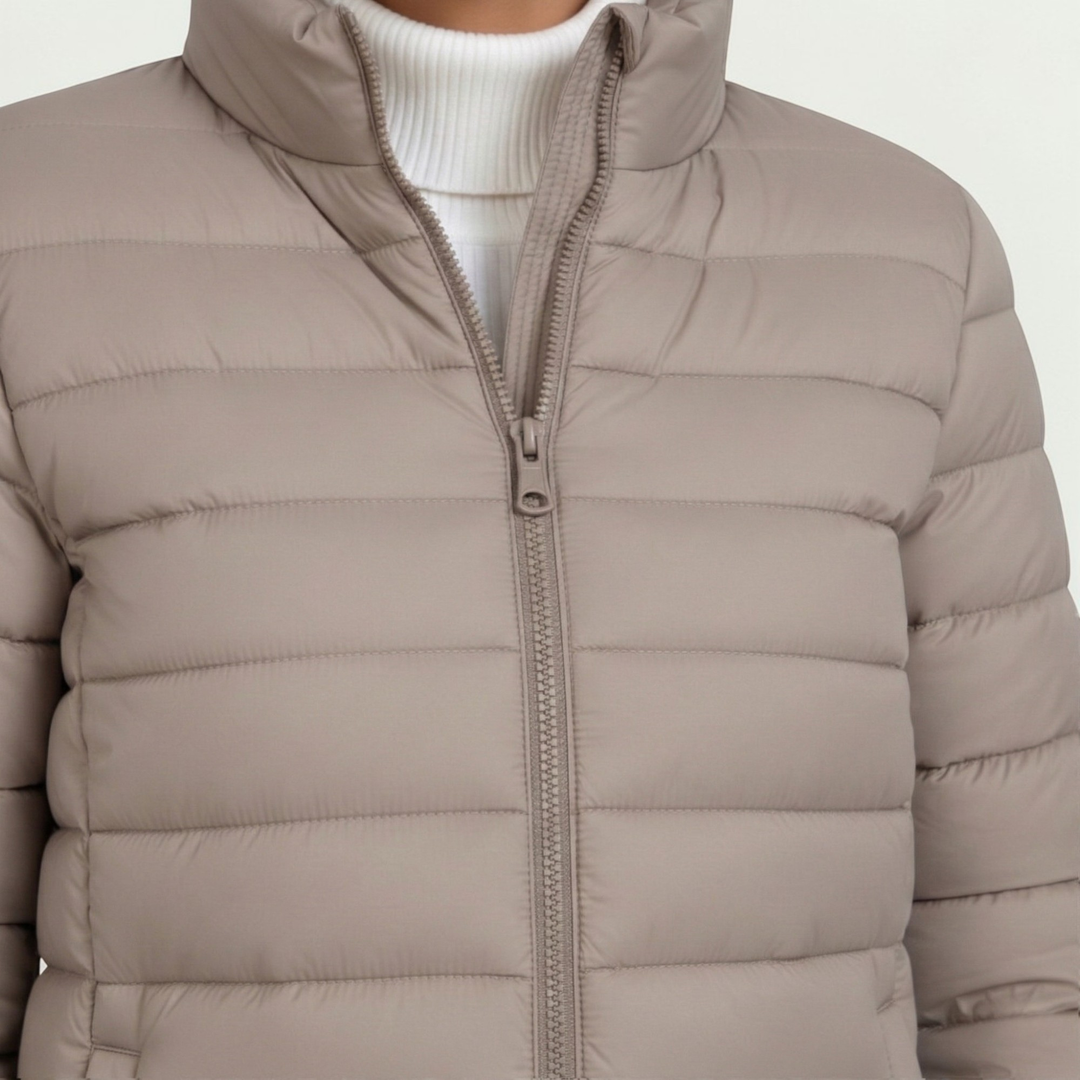 Célestine Lightweight Quilted Jacket Stand Collar Cropped for Women, view 2