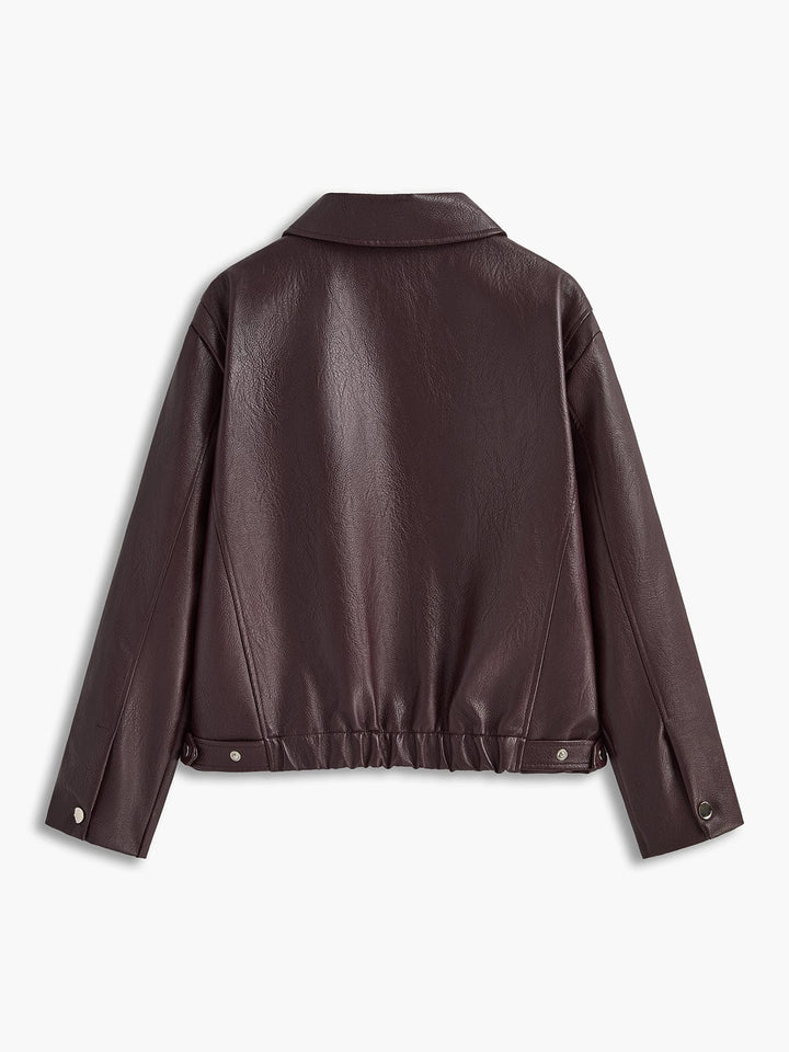 Bordeaux Oversized Faux Leather Jacket for women - view 3