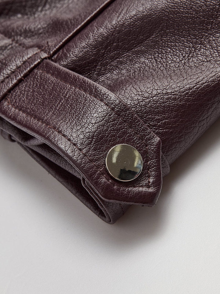 Bordeaux Oversized Faux Leather Jacket for women - view 5