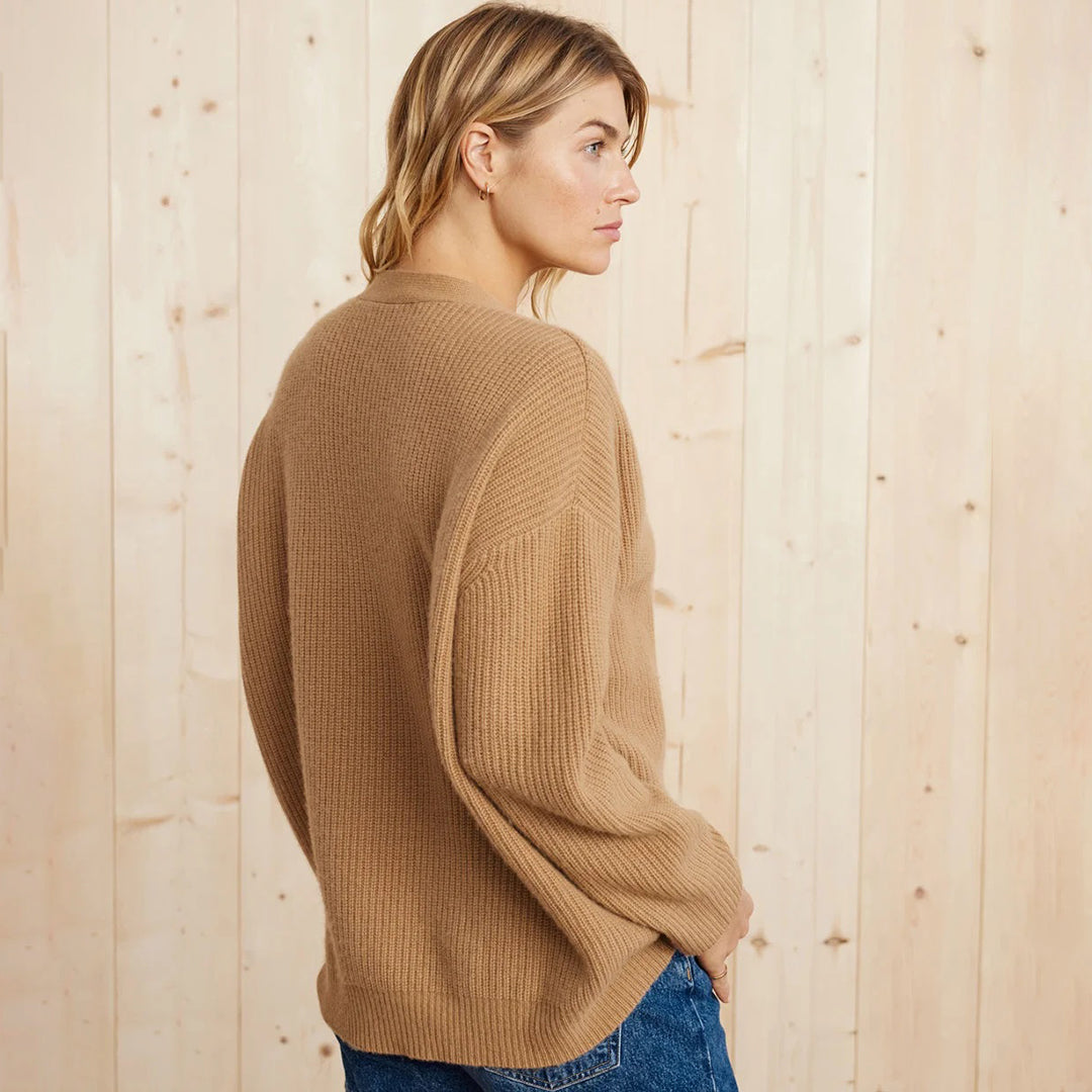 Oversized Cashmere Knit Cardigan — cardigan for women in camel